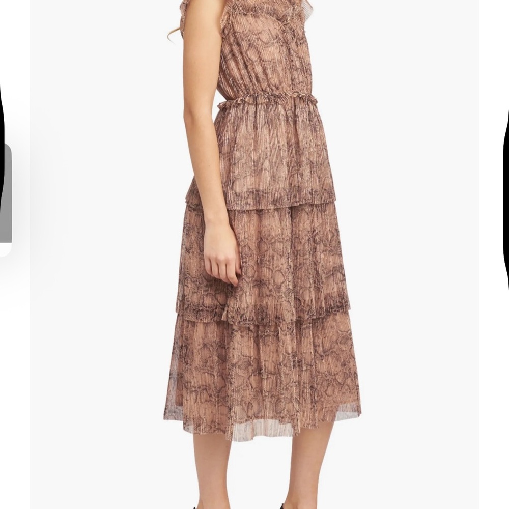 En Saison Brown Tiered Midi Dress